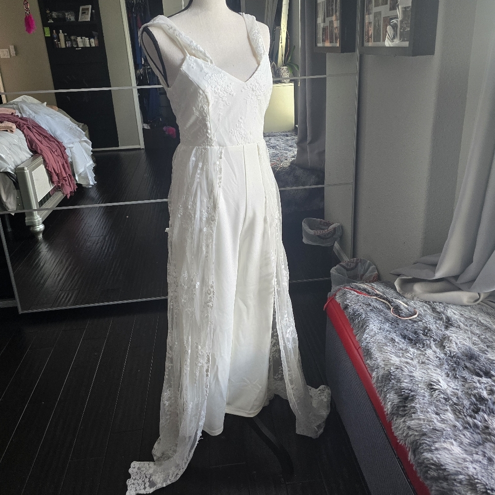 Lulu's White Lace Jumpsuit